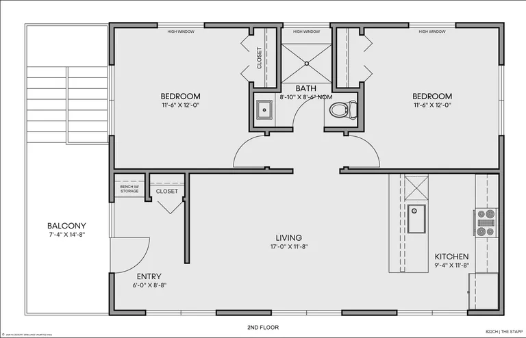 The Stapp floorplan, unit above